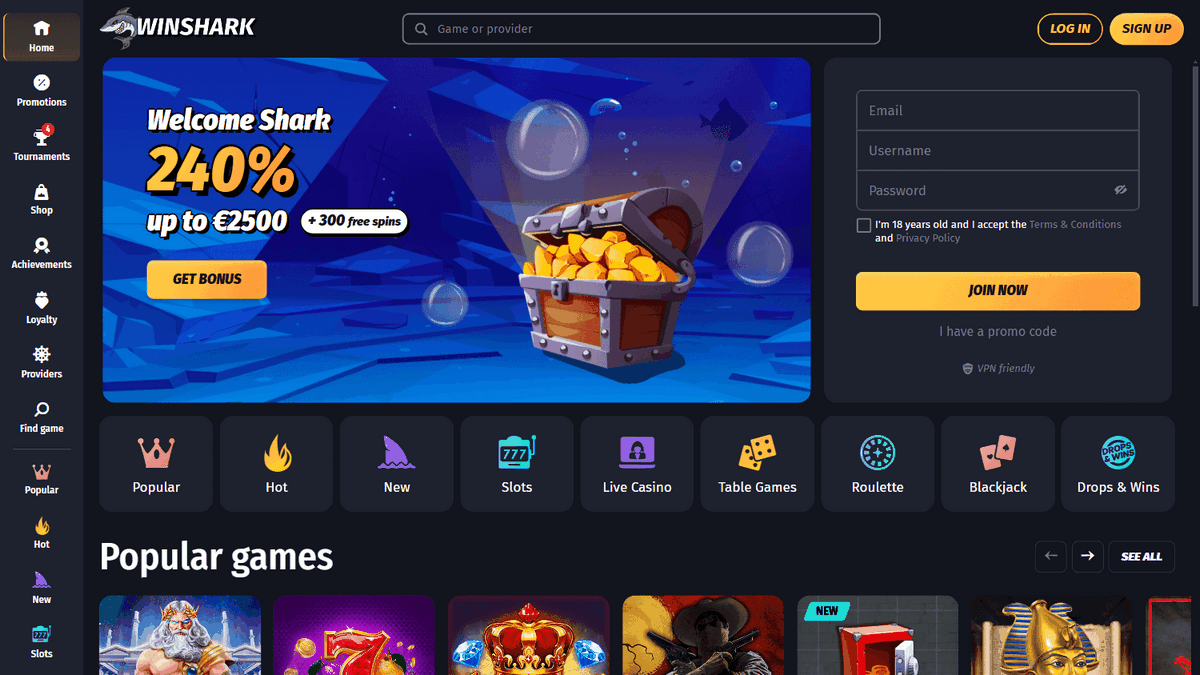 Αξιολόγηση ιστότοπου καζίνο WinShark